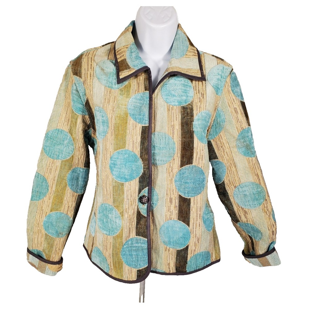 Khangura Tapestry Geometric Abstract Circles Button Up Jacket Sz M